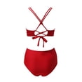 thumbnail image 5 of KaLI_store Swimsuits Tankini Bathing Suits for Women Tummy Control Swimsuit Mesh Tops 2 Piece Swim Suit Plus Size Red,XL, 5 of 5