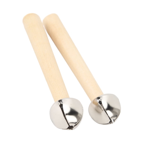 Juguete De Percusión De Madera, Mano De Obra Fina, Ligero, 2 Uds., 12 Cm, De Madera De Abedul, Campanas De Mano Orff Para Educación Temprana De Niños