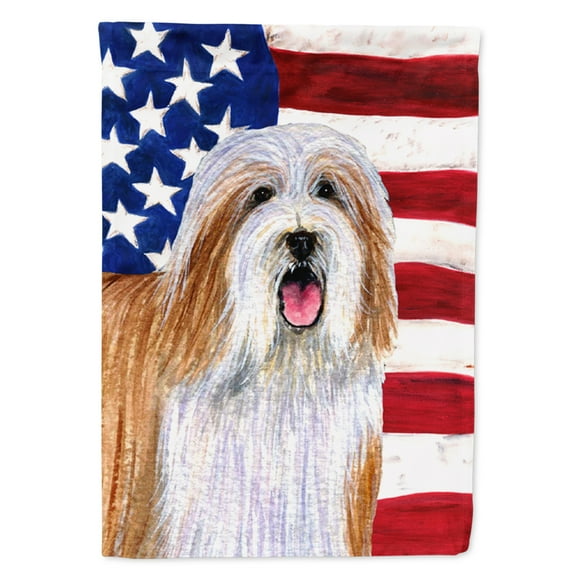 Carolines Treasures SS4245-FLAG-PARENT USA American Flag with Bearded Collie Flag  multicolor