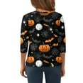 thumbnail image 3 of Abcomgle Halloween Shirts for Girls Size 14-16 Spooky Pumpkin Bat Graphic Shirts for Kids Crewneck 3/4 Sleeve Tshirts for Kids Fall Funny Scary Tee Top Girls,9-10 Years, 3 of 5