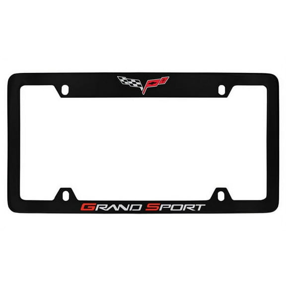 Chevrolet Corvette C6 Grand Sport Black Coated Metal Top Engraved License Plate Frame