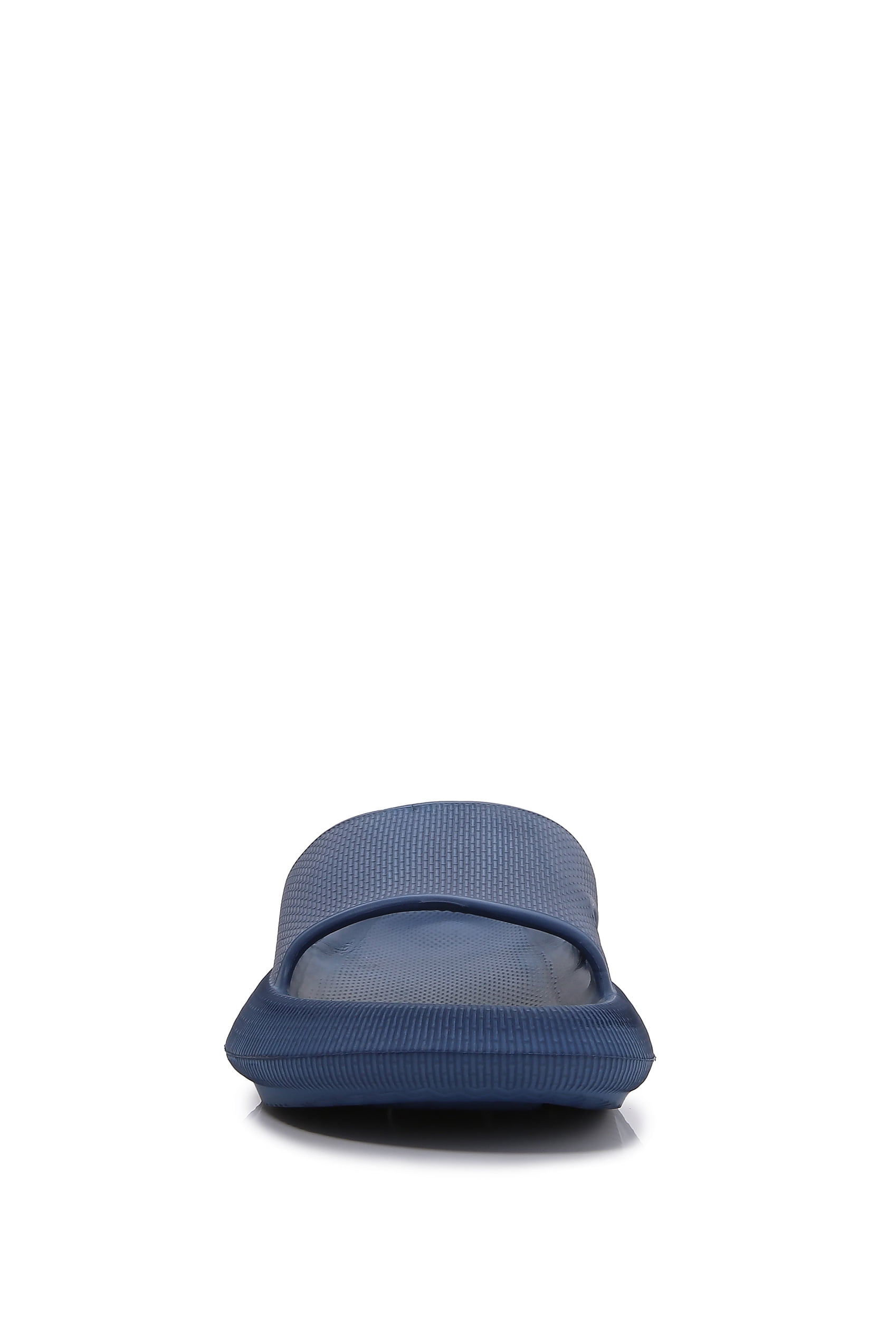 Thick Cushioned Platform Comfy Slippers for Women and Men Summer Beach ?Indoor Outdoor Rubber Open Toe Slides (Navy, Women 8/Men 6)