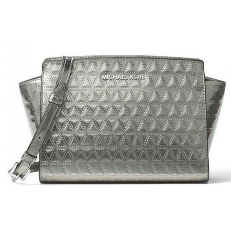 Michael Kors Selma Leather Triangle Quilted Medium Messenger Handbag
