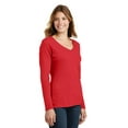 thumbnail image 4 of Port & Company Ladies Long Sleeve Fan Favorite V Neck Tee-L (Bright Red), 4 of 6