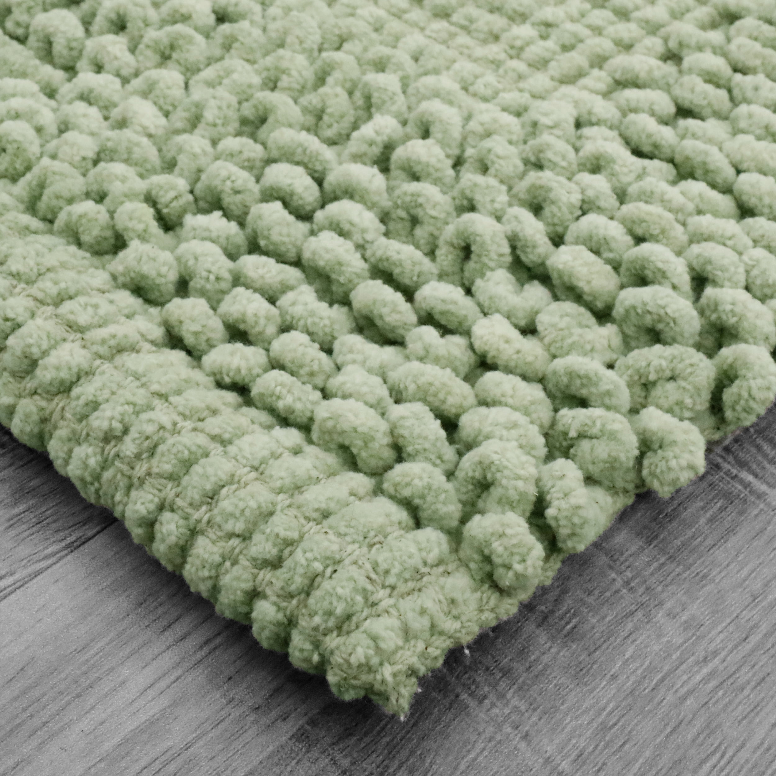 Jean Pierre New York Sophie Border 100% Cotton Bath Mat - Non-Slip Bath Rug - Sage Green - 20" x 32"