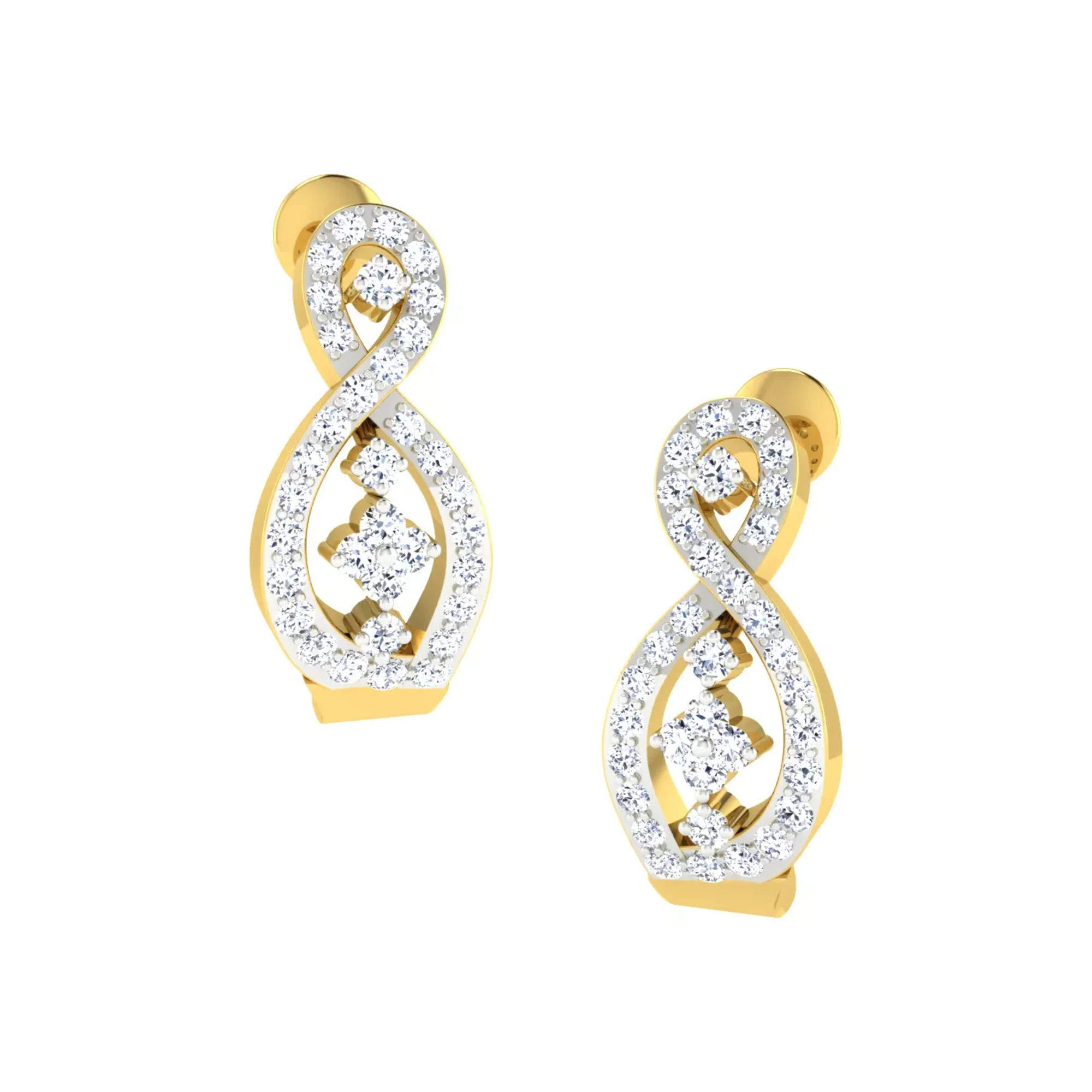 4Ct Round Cubic Zirconia Diamond Huggie Hoop Earrings – 18K Yellow Gold Plated Sterling Silver, Elegant Jewelry for Women