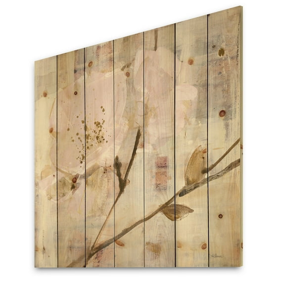 Designart 'Elegance I Pink' Shabby Chic Print on Natural Pine Wood