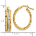 thumbnail image 2 of 14K Yellow & Rhodium With White Center Polished Oval Hoop Earrings (22.67 X 17.48) Made In Italy tf2037, 2 of 5