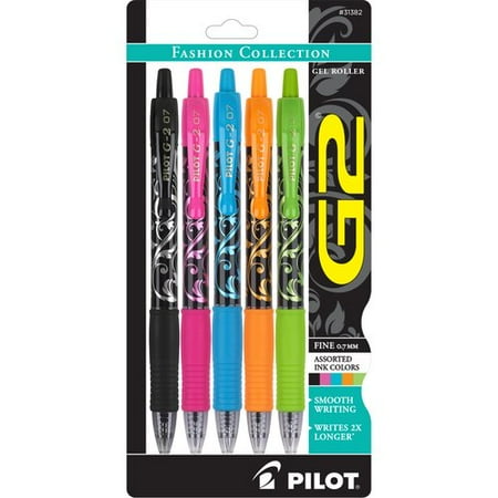 Pilot G2 Fashion Retractable Gel Ink Pens, Fine Point, Assorted Barrels, Assorted Ink, (Best Fine Tip Gel Pen)