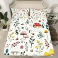 thumbnail image 2 of Homewish Cartoon Cute Mushroom Bed Sheets, Jungle Leaf Botanical King Sheets, Rustic Farmhouse Sheet Set, Luxury Bedroom Decor, 4pcs, 2 of 7