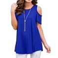 thumbnail image 3 of JustVH Women's Cold Shoulder Short Sleeve Casual Tunic Tops Loose Blouse Shirts, 3 of 3