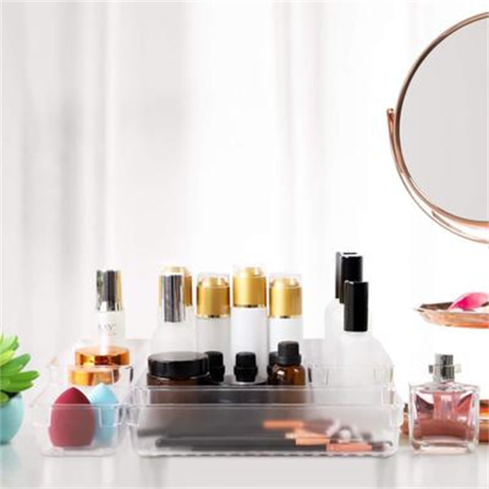 Openpig Drawer Organizer Set, Bathroom Drawer Organizers Makeup Trays Vanity Desk Dividers Versatile Storage Bins Clear Plastic Drawer Organization Container for Dresser, Kitchen, Office