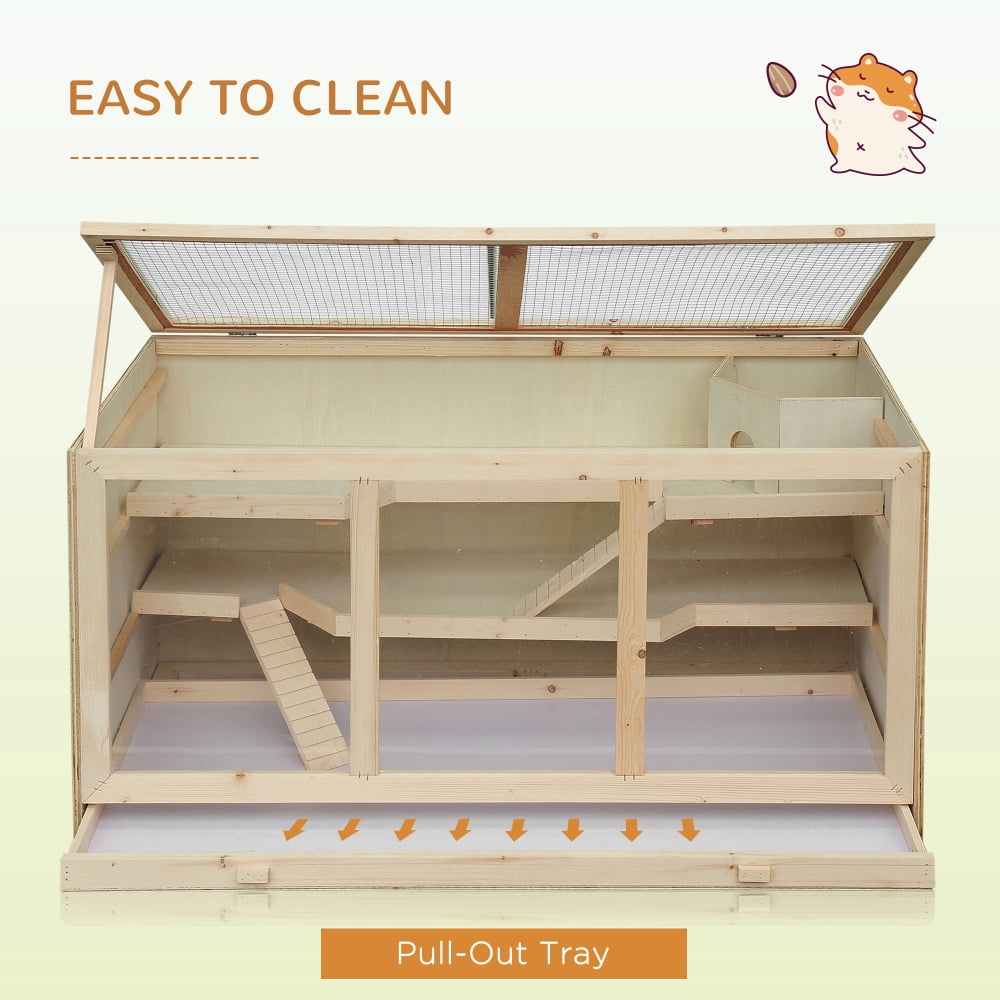 ZHICHUN Extra Large Wooden Hamster Cage Multilevel Small Animal Habitat with Opening Roof Hut Ramps Over 1000 Sqin Space for Hamster Gerbil Indoor Natural Living House