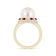 thumbnail image 2 of ANGARA Freshwater Cultured Pearl Floral Ring with Rubies in 14K Yellow Gold for Women | June Birthstone, Birthday, Anniversary, Jewelry Gift for Women | Pearl Ring, 2 of 8