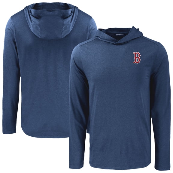Men's Cutter & Buck Navy Boston Red Sox Coastline Epic Comfort Recycled Eco Hoodie Long Sleeve T-Shirt