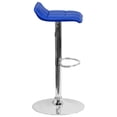 thumbnail image 2 of Contemporary Blue Vinyl Adjustable Height Barstool with Quilted Wave Seat and Chrome Base, 2 of 6
