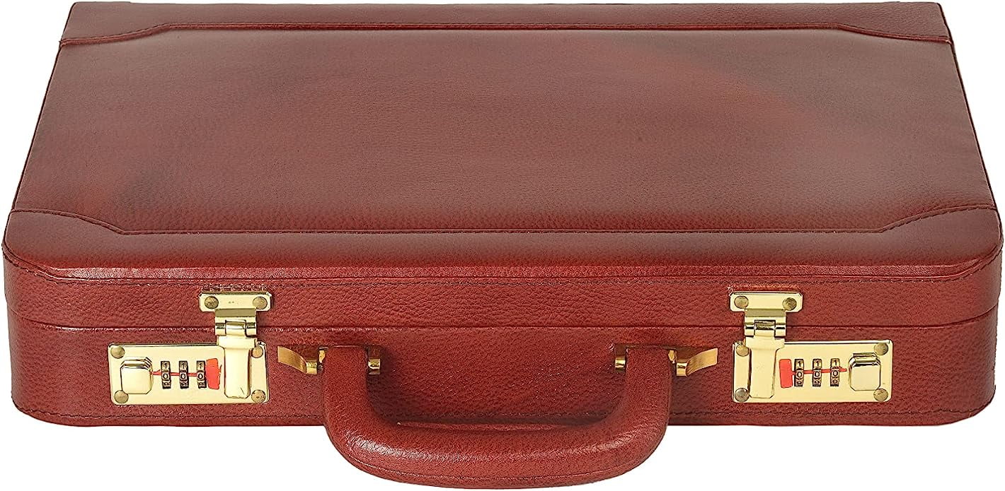 LINDSEY STREET Leather Attache Briefcase Business Handbag for Men 14 Inches Laptop MacBook Carry Case Doctors Briefcase Office Handbag