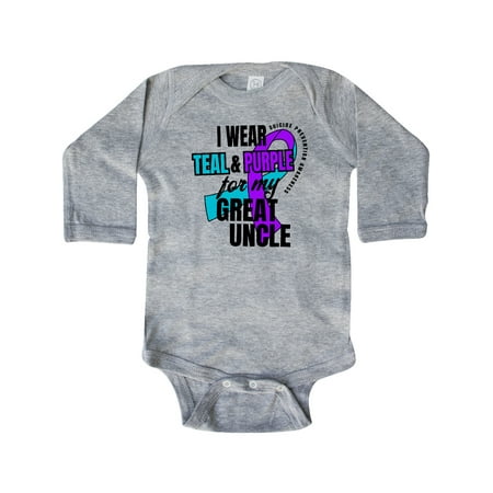 

Inktastic Suicide Prevention I Wear Teal and Purple for My Great Uncle Gift Baby Boy or Baby Girl Long Sleeve Bodysuit