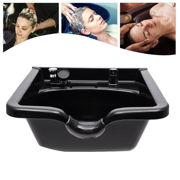Professional Wall Mount Shampoo Sink Bowl with Faucet, Hair Trap & Pop-up Drain Salon Barber Station Hair Washing Basin
