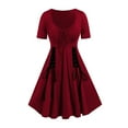 thumbnail image 1 of Styesk Robes pour Femmes Froncées à Lacets Ourlet Godet Bicolore Robe Gothique à Manches Courtes, 1 of 4