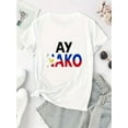 thumbnail image 2 of Camiseta con estampado de la bandera patriótica "AYYKO" para mujer, de tela transpirable. Camiseta deportiva informal de cuello redondo y manga corta, de algodón transpirable, lavable a máquina. Camis, 2 of 6