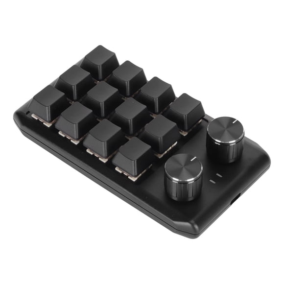 Mini Keypad, 12 Mechanical Keys 2 Knobs Programming Macro Keypad, Mini Custom Keypad with Programmable Red Switch for PC Gaming Multimedia