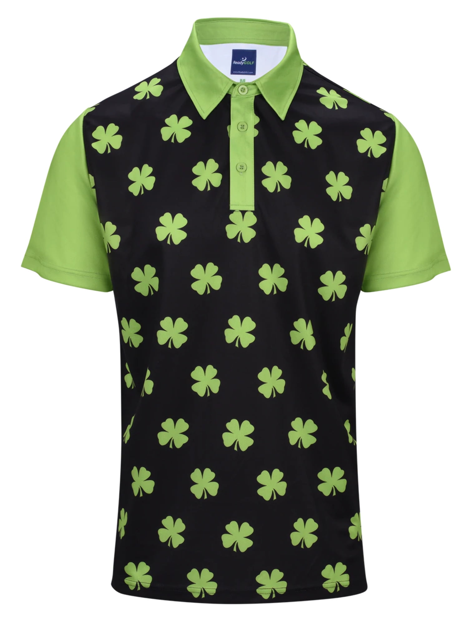 Four-Leaf Clover (Lime Green) Mens Golf Polo Shirt by ReadyGOLF ...