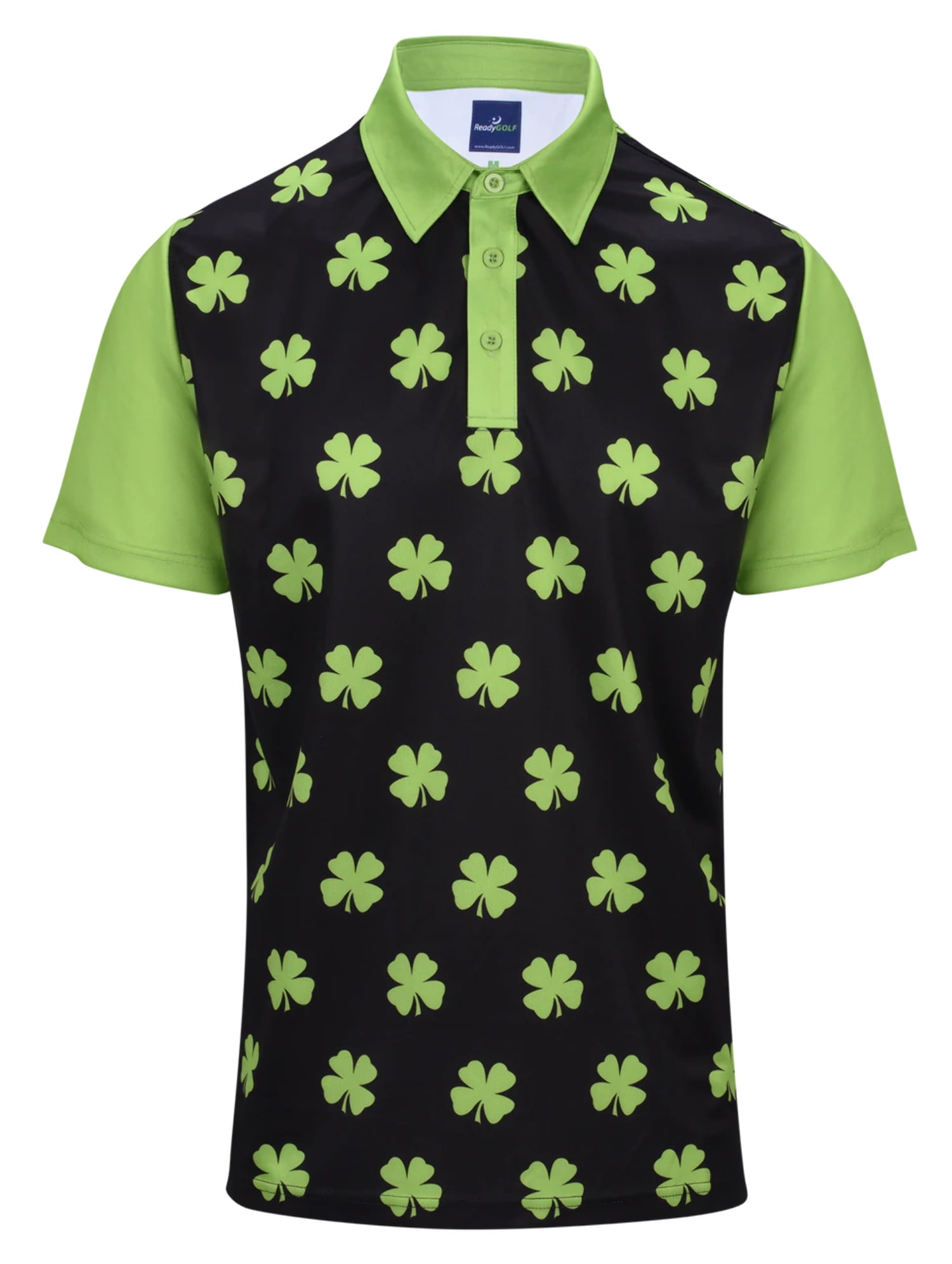 FourLeaf Clover (Lime Green) Mens Golf Polo Shirt by ReadyGOLF