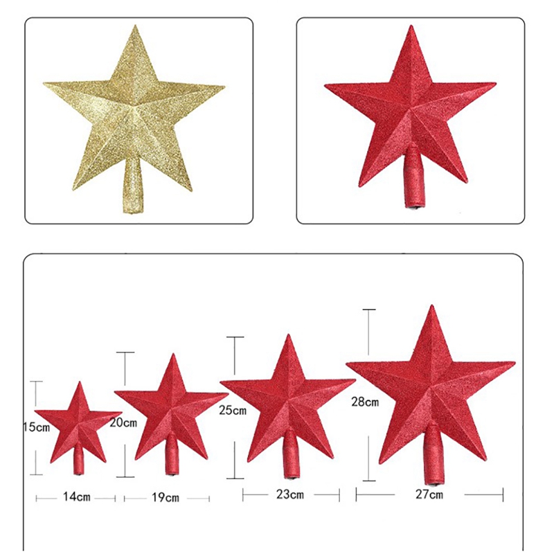 Cabilock Arbre Star Star Topper Golden Glitter Star Arbre De Vacances De No/ël Topper 5 Point Metal Star Festival D/écor De Cime De Cercle Pour Home Party 25cm