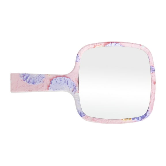 1 Pc Women Portable Square Handheld Mirror for Business Travel Purple Pink Plastic Aluminum Mirror