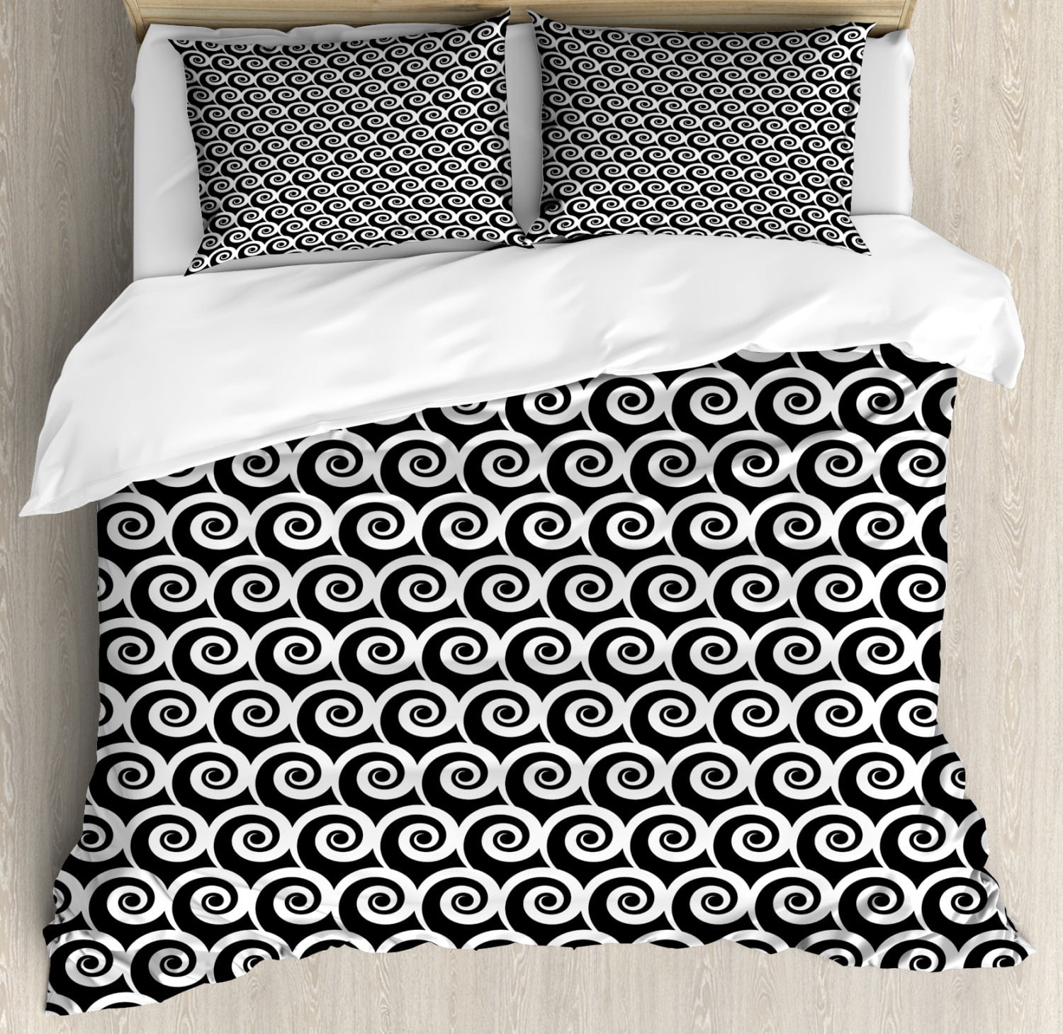 Black And White Duvet Cover Set Queen Size Monochrome Continuous