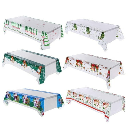 

Jiaroswwei 110x180cm Waterproof Santa Snowman Tablecloth Christmas Dinner Table Cover Decor