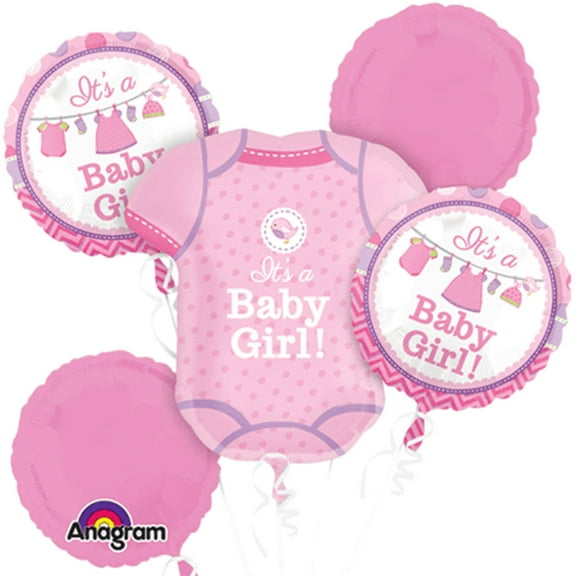 It's a Baby Girl Shirt Shower Theme Foil Balloon Bouquet