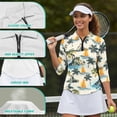 thumbnail image 6 of Uorisanigo Palm Tree Women's Golf Shirt Versatile 3/4 Roll Sleeve Women's Dry-Fit Golf Polo Shirts with 1/4 Zipper Fashionable Athletic Tops Relaxed Workout Sports Pullover Size L, 6 of 7
