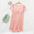 thumbnail image 4 of Sakmal Modal Nightgowns for Women Ultra-Soft Breathable Pink Sleep Dress Short Sleeve Long Crew Neck Solid Nightgowns M-2XL, 4 of 9