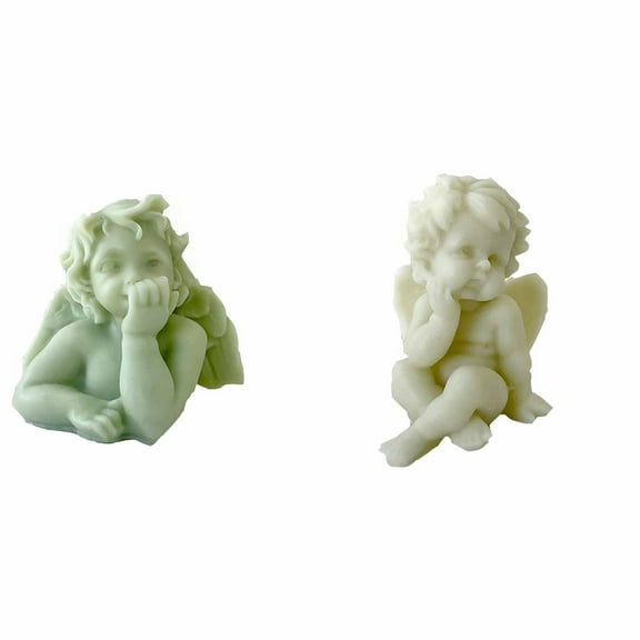 JDH Silicone 2PCS Angel Aromatherapy Silicone Candle Mold DIY Cupid Angel Silicone Mold Rose Resin Gypsum Decorative Ornament