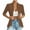 Brown-02, variant on Eyelet Crochet Women's 3/4 Sleeve Cardigan Balzer Coats Hollow Out Mesh Open Front Draped Ruffles Workwear