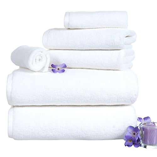Bedford Home 100 Percent Cotton Zero Twist 6 Piece Set - White