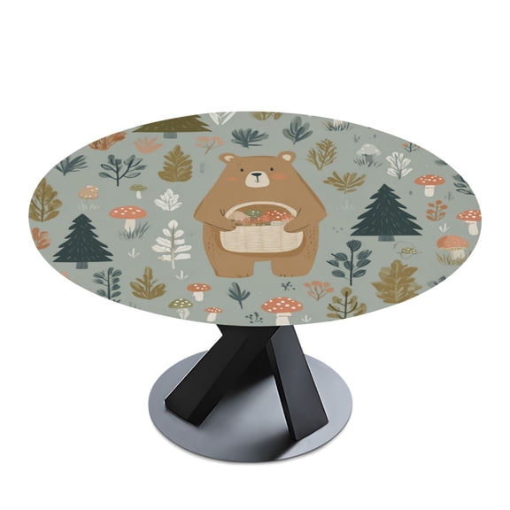 Round Premium Polyester Tablecloth Round Table Cloth Cover For Kitchen And Dining Room Forest Background