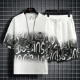 thumbnail image 5 of Camisetas estampadas, pantalones cortos, trajes para hombre, ropa de verano con gráfico de alfabeto blanco, conjuntos para hombre, conjunto de dos piezas, estilo coreano 2024, holgado, 5xl, 5 of 5