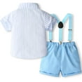 thumbnail image 4 of Taqqpue Toddler Baby Boy Outfits Boys Suits 2-Pack Sets Gentleman Short Sleeve Button Shirts+Bowtie+Suspender Shorts Formal Clothes (12M-6T), 4 of 9