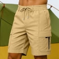 thumbnail image 2 of CHGBMOK Mens Cargo Shorts Athletic Workout Shorts Solid Color Drawstring Elastic Casual Shorts Summer Beach Vacation Shorts Pants, 2 of 9