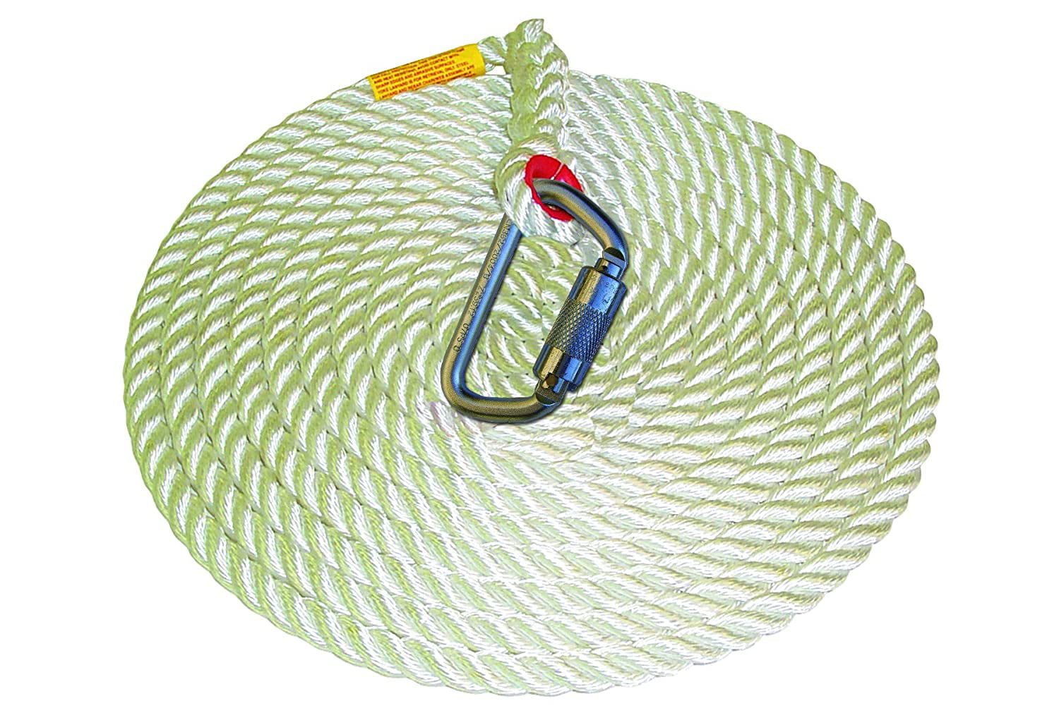 With Carabiner White Capital Safety 25-Feet 3M Protecta AC210A1 Nylon Vertical Dropline Rope 5/8-Inch 