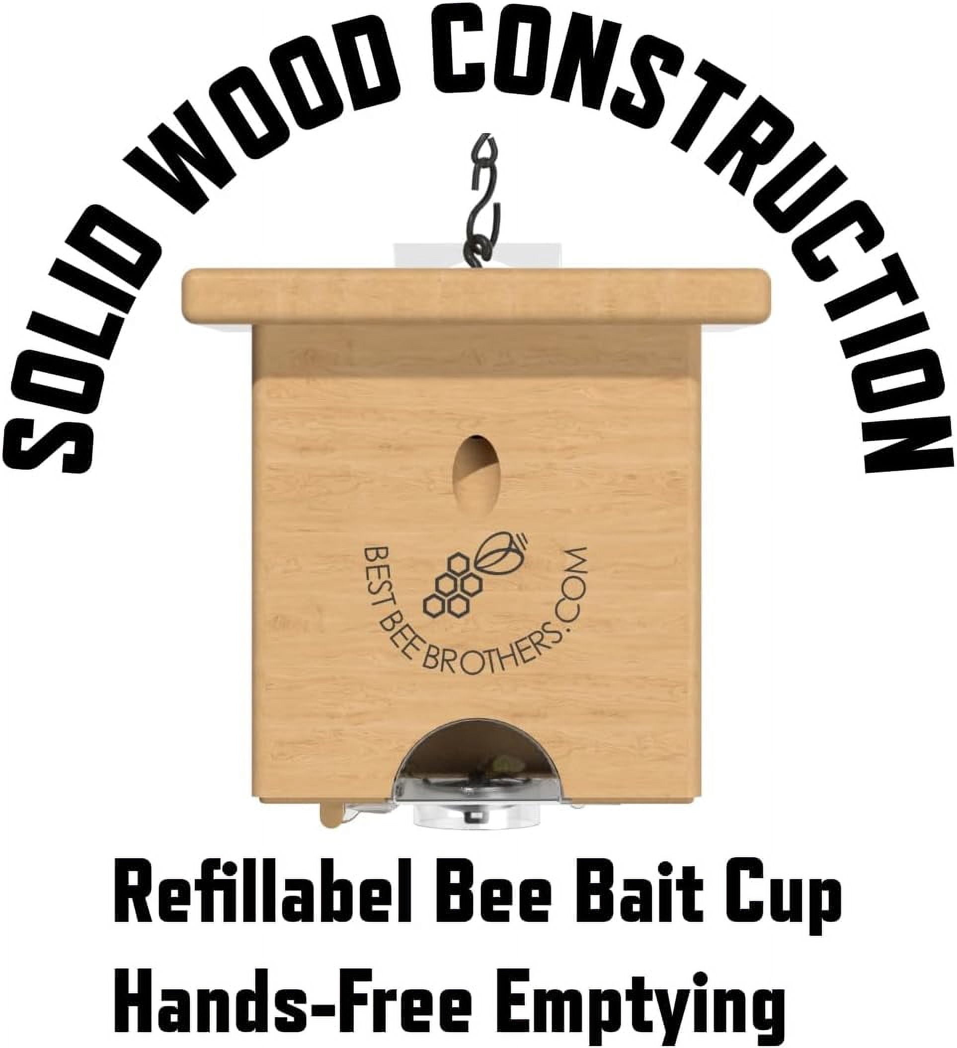 WLTER Pine Turbo Trap, Professional-Grade Carpenter Bee Trap for Outside with Bee Vault & Internal Turbo Funnel, 6.3” W x 6” H x 5” D (2 Pack)