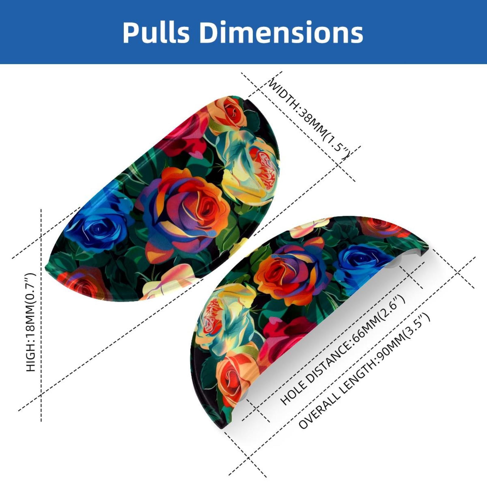 PhooArto 6 Pcs Cup Drawer Pulls, Colorful Rose Flower Pattern Shell Shape Handles Cabinet Knobs for Dresser Cupboard Closet Wardrobe with Screws