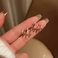 thumbnail image 4 of Grandest Birch 1 Pair Stud Earrings Four Claws Row Rhinestone Jewelry Appearance Korean Style Stud Ear Cuffs for Daily Wear Alloy, 4 of 8