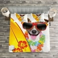 thumbnail image 2 of Ambesonne Ride the Wave Quilted Bedspread Set 3 Pcs, Surf Dog Glasses, King Size, Multicolor, 2 of 2