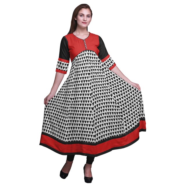 Bimba Kurta Anarkali Longue à Imprimé pour Fête, Évasée, Coupe A, Kurtis pour Femmes