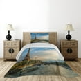 thumbnail image 3 of Ambesonne Eiffel Tower Quilted Coverlet 2 Pcs, Sun Eiffel Tower, Twin Size, Yellow Green Blue, 3 of 4