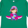 thumbnail image 4 of Inktastic Pilot Girl, Airplane, Plane, Flying, Brown Hair Girls Long Sleeve Toddler T-Shirt, 4 of 5